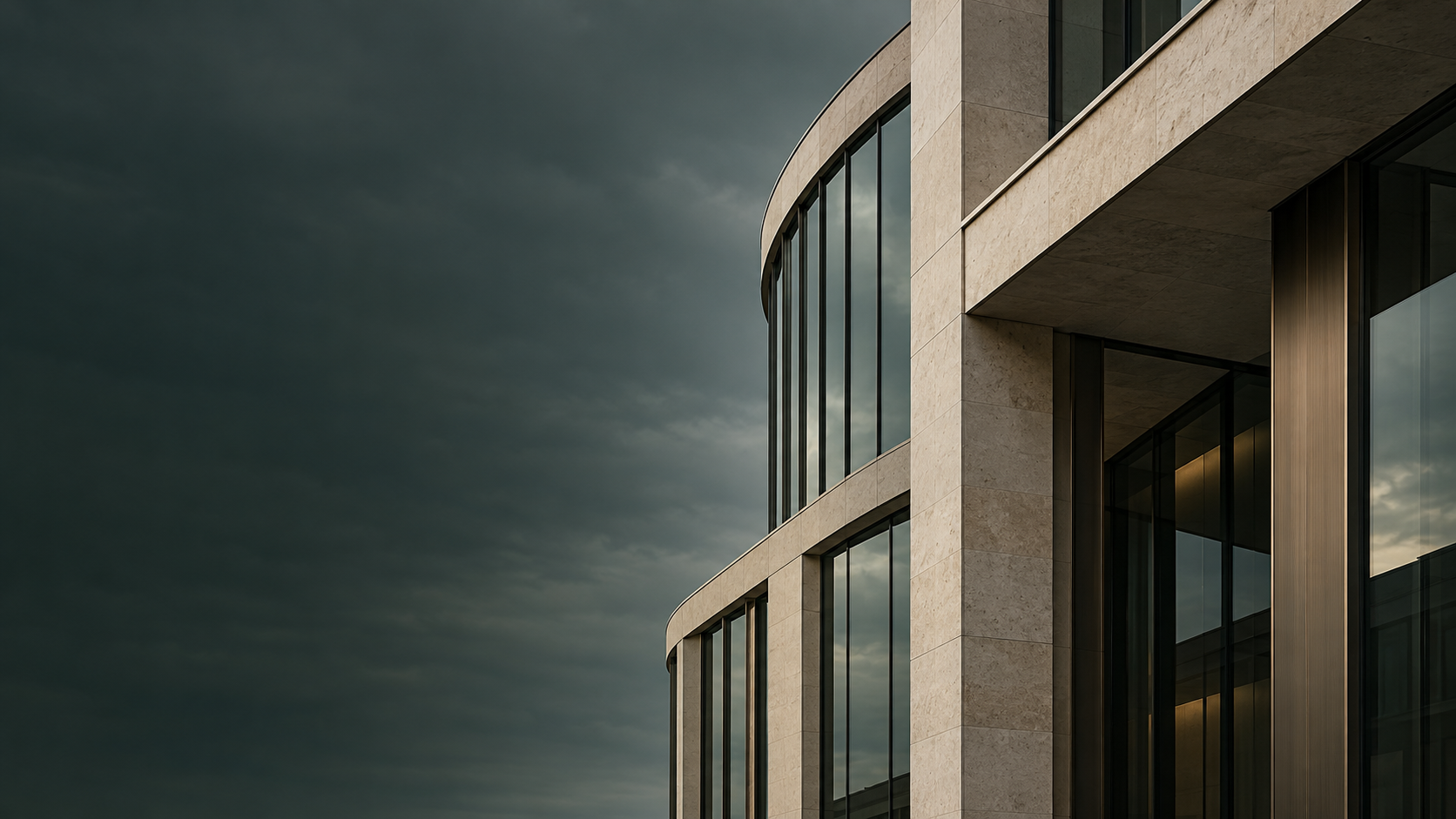 Contemporary European architecture in stone and glass